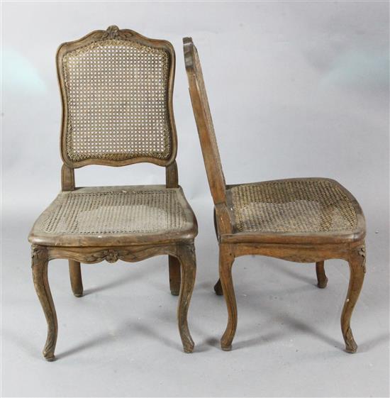 A set of four 19th century French carved beech salon chairs H.3ft.